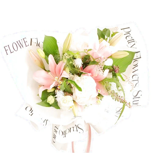Ibluelover 20 Sheets Letters Printes Floral Wrapping Paper Flowers Studio Flower Bouquet Package Paper Roll DIY Floral Gift Crafts Packing Paper Florist Pack Material for Birthday Wedding Valentine's Day