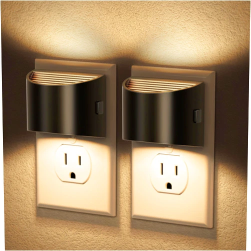 JandCase Night Light, Automatic Night Lights Plug into Wall,2 Pack Dusk to Dawn Sensor Nightlight, 3000K Soft White Brightness Adjustable Nightlight for Kids Bedroom Hallway Kitchen Decor