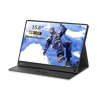 PONKLOIE Portable Monitor 2021 Newest 15.6” USB C FHD 1080P with HDMI IPS HDR Screen Computer Display Built-in Dual Speakers for Laptop PC Phone PS3/4 Xbox Included Waterproof Cover & Screen Protector