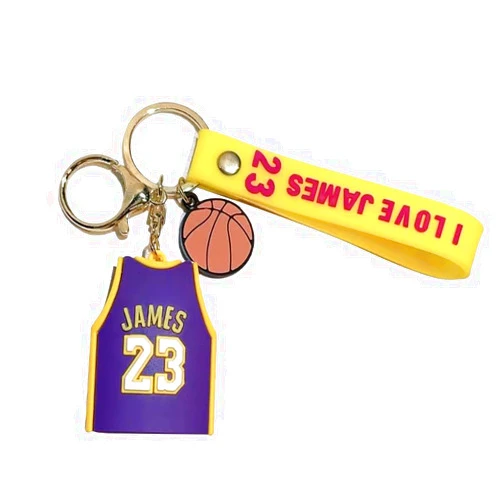Generic James and Bryant Jersey Basketball Silicone 3D keychain- 23 and 24 Yellow or Purple