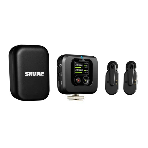 Shure MoveMic Two Kit - Pro Wireless Lavalier Microphones with Camera Receiver for DSLRs, iPhone, Android, Mac & PC, 2 Bluetooth Mini Mics, 24 Hours Charge, IPX4, Portable Clip Lavs (MV-Two-KIT-Z7)