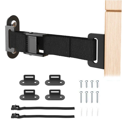 PUTORSEN Anti Tip Furniture Anchors (2 Sets), Heavy Duty Furniture Wall Anchor, Earthquake Proof Wall Anchors for Baby & Pet Safety, Easy Install Adjustable Furniture Safety Kit (Black)
