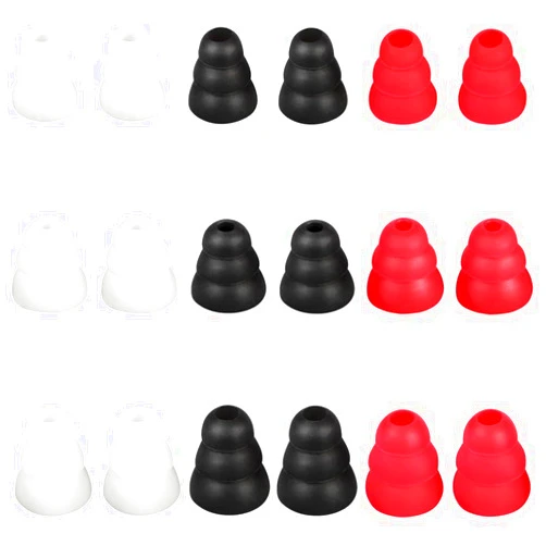SNHTLS Triple Flange Conical Replacement Earbud Tips Triple Flange Earbud Tips Silicone Eargels Ear Tips Compatible with 3.8mm-5.5mm Headphones Ear Bud Tips S/M/L 9 Pairs