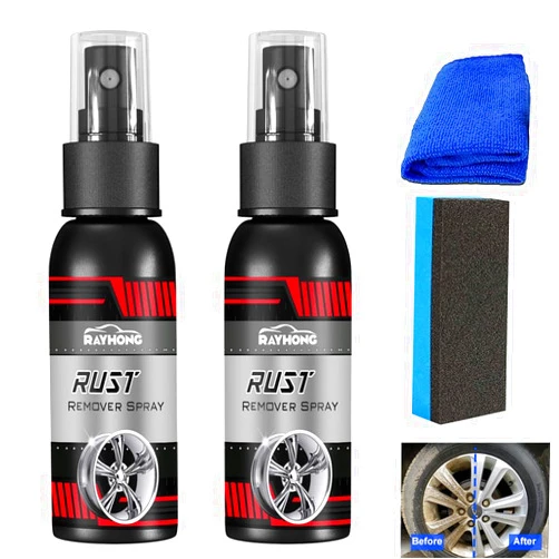 Biaoyun 2PCS Multi-Functional Wheel Hub Renewal Agent, Rayhong Metal Rust Remover Spray, Multifunctional Metal Rust Remover, Car Rust Remover Spray Metal Paint Cleaner (100ML)