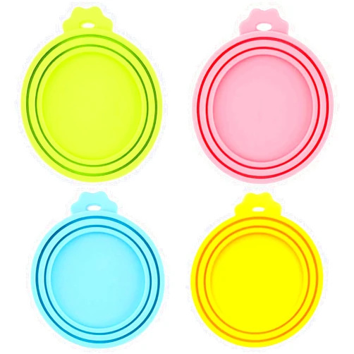 IVIA PET Food Can Lids, 4 Pcs Silicone Pet Food Can Covers for Dog & Cat Food, One Can Cap Fit Most Standard Size Dog Cat Food Canned（Multicolor）…