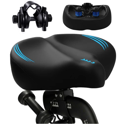 Yopinat 2026 New Ultra-Wide Oversized Bike Seat Cushion for Men & Women, Comfort Memory Foam Bicycle Saddle, Waterproof Universal Bike Seat for Peloton Exercise Road Mountain Cruiser Electric City Bikes