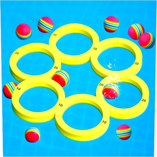 Hiboom Pool Toys Games Set, Water Sports Toys for Pool Floating Throwing Games with 10 Rainbow Golf EVA Balls, Fun Gifts, Floating Pool Water Toys for Teens Adults and Family(Round)