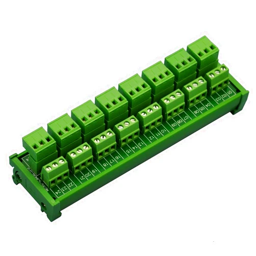 Electronics-Salon DIN Rail Mount Pluggable 8x3 Position 10A / 300V Screw Terminal Block Distribution Module. (Top Wire Connects)