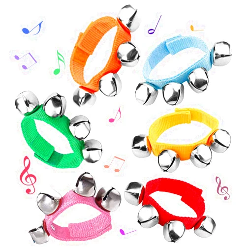 POPLAY 6 PCS Percussion Instruments, Wrist Bells Jingle Bells Musical Rhythm Toys
