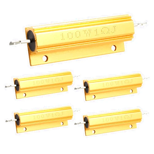 BokWin 5 Pcs 100W 1Ohm 5% Wirewound Resistor,Aluminum Shell Resistor,Gold Load Equalizing Resistor for Ring Doorbell,Car Light,Audio,Elevator