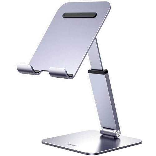UGREEN Tablet Stand Holder for Desk Height Adjustable Aluminum Foldable Desktop Tablet Holder Wide Base Dock Multi-Angle Riser Compatible with 2024 iPad Pro 13 12.9, 11, 10.5 Air Mini 6 5, Grey