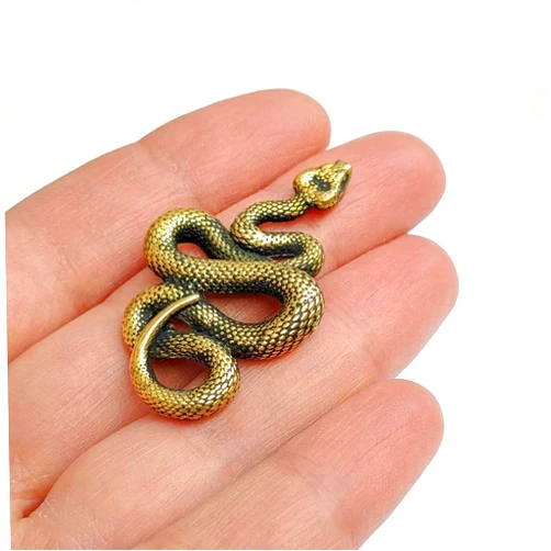 Aorvoras Miniature Snake Figurine, Brass Snake Figurines, Retro Snake Statue Ornament, Dollhouse Miniature Snake, Mini Micro Garden Landscaping Decoration