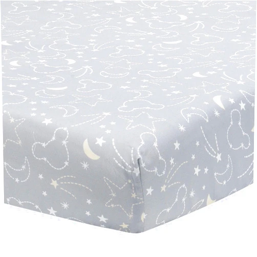 Lambs & Ivy Disney Baby Mickey Mouse Gray/Yellow Celestial Fitted Crib Sheet by Lambs & Ivy