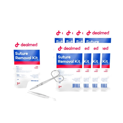 Dealmed Sterile Suture Removal Kit, Includes Suture Removal Scissors, Forceps, and Gauze Sponge, Suture Removal Tool Single-Use Kit, Ideal for Hospitals and Clinics (10 Kits)