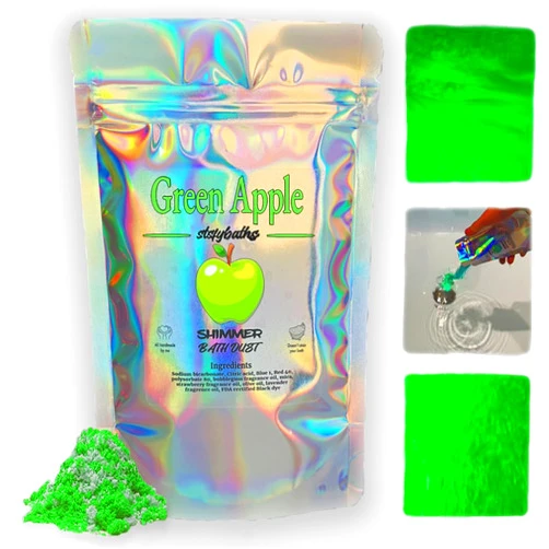 Stsfybaths Green Apple Shimmer Bath Bomb in A Bag - Handmade Scented Bath Bombs for Women,Kids and Men - Bulk Bathbomb Fizzies Perfect for Boys and Girls All Ages (Small, Green)