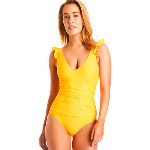 COMPANY ELLEN TRACY Ellen Tracy Women's Mio One Piece Swimsuit - Slimming Flutter Sleeve Bathing Suit with Ruched Waist