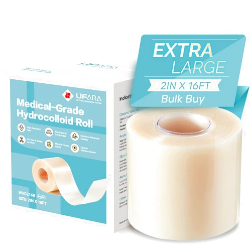 LIFARA Hydrocolloid Roll for Wound Care - Cut-to-Size, Extra Large Hydrocolloid Patch Bandages with Self-Adhesive, Ultra Absorbent, Flexible & Waterproof, First Aid Kit Essential (2in*16ft)