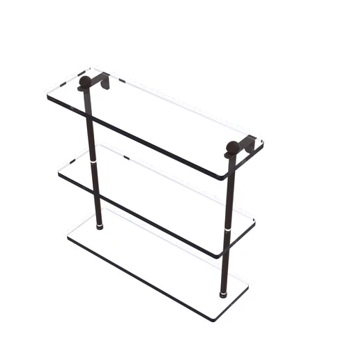 Allied Brass RC-5/16 16 Inch Triple Tiered Glass Shelf, Oil Rubbed Bronze