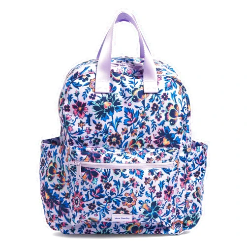 Vera Bradley Women's Recycled Lighten Up Reactive Campus Totepack Backpack, Cloud Vine Multi, One Size