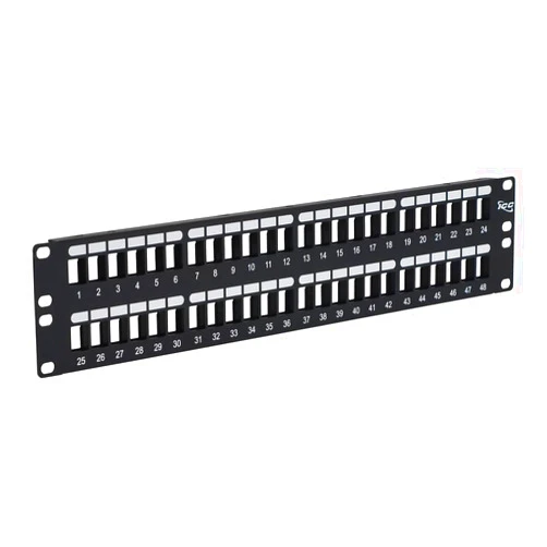 ICC 48 Port Blank Keystone 2U Patch Panel with 19” Metal Rackmount Housing for Slim Profile Keystone Jacks (Sold Separately), UL Listed, IC107BP482