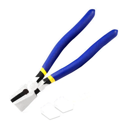 LEONTOOL 8 inches Glass Running Pliers Flat Jaws with Rubber Tips Key Fob Pliers Heavy Duty Glass Running Tool for Key Fob Hardware Install and Stained Glass Mosaics Tiles Mirror Cutting