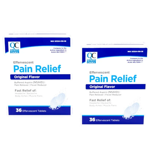 Quality Choice Effervescent Pain Relief, Original Flavor, Buffered Aspirin (NSAID) Pain Reliever and Fever Reducer, 36 Tablets (Pack of 2)