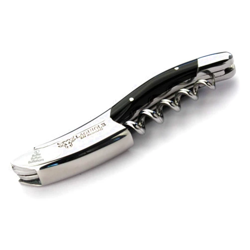 LAGUIOLE EN AUBRAC L Laguiole En Aubrac Sommelier Waiter's Corkscrew, Buffalo Horn Handle, Wine Opener With Foil Cutter & Bottle Opener, Stainless Steel Shiny Bolsters
