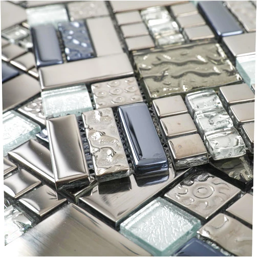 Adedeo Glass Mosaic Tile Grey and Silver 12 x 12 Inch for Kitchen Backsplash Bathroom Wall (5-Pack, 5 sq.ft.)
