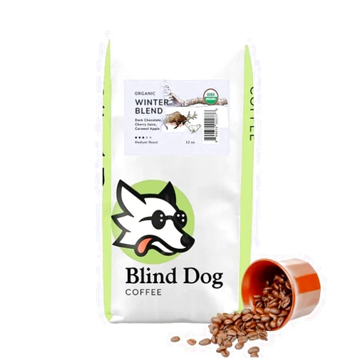 Blind Dog Coffee Roaster Blind Dog Coffee - 12 Oz Winter Blend Whole Bean Coffee - Medium Roast Coffee - Flavors notes of Dark Chocolate, Bing Cherry, Vanilla and Brown Sugar - Premium Organic Coffee - Limited Edition
