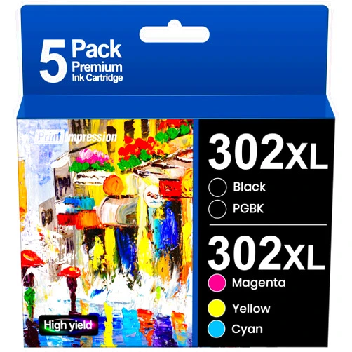 PrintImpression 302XL Ink cartridges Combo Pack Remanufactured Replacement for Epson 302XL Ink Cartridges Multipack Work for Epson Expression Premium XP-6000 XP-6100 XP 6000 Printer (Photo Black/B/M/Y/C, 5-Pack)