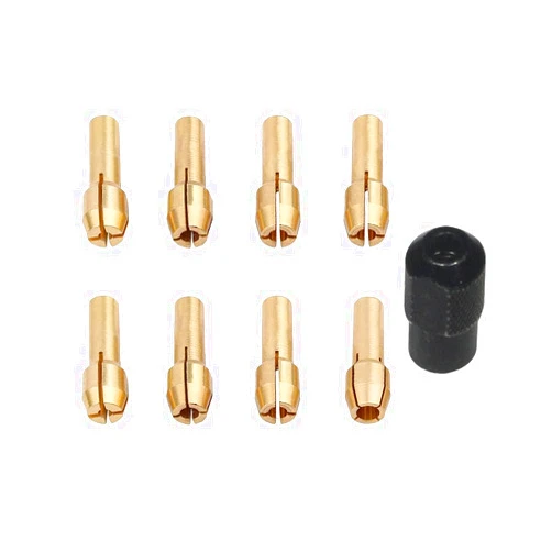Luo ke 9 Pieces Brass Collet Brass Chuck Fits Dremel Rotary Tools (9Pc Collet Nut set)