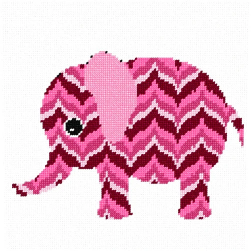 Pepita Needlepoint Canvas: Pink Bargello Elephant, 9