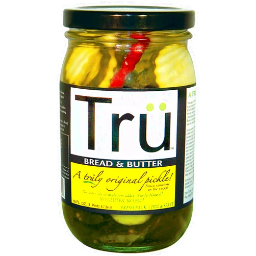 Tru Pickles Bread and Butter Pickles 16 oz Jar - Total Qty: 6; Each Pack Qty: 6; Total Items Rec: 36