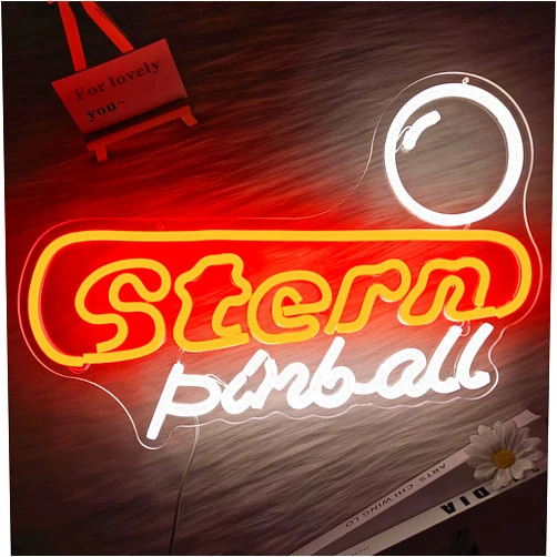 YvuYamg Stern Pinball Neon Signs Dimmable Pinball Neon Led Sign for Wall Decor, Stern Pinball Arcade Neon Sign Pinball Neon Lights Signs for Man Cave Game Room Beer Bar Bedroom