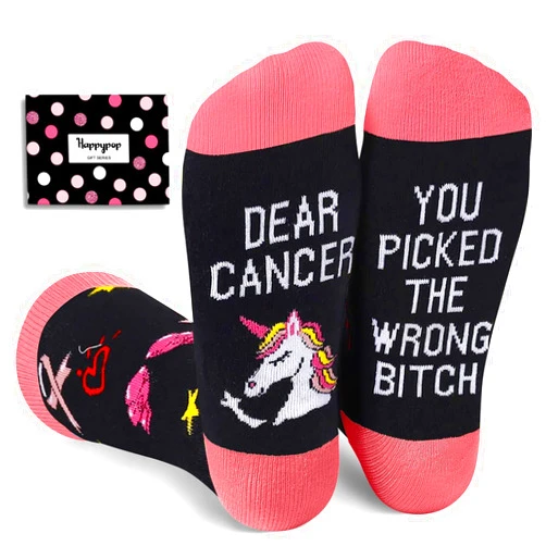 HAPPYPOP Christmas Gifts For Women - Breast Cancer Socks, Breast Cancer Awareness Gifts, Inspirational Gifts
