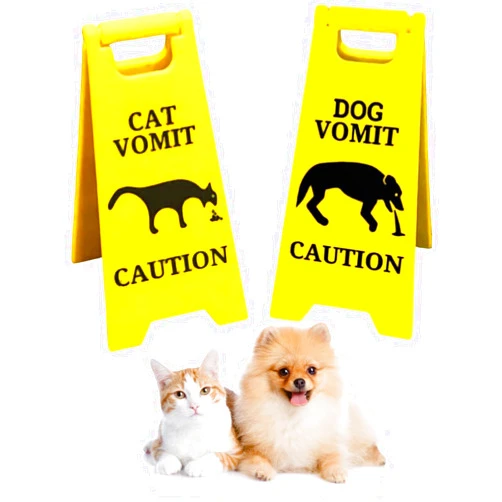 DLTFRSED Cat Vomit Sign, Dog Vomit Sign, Cat Warning Sign Decoration, 4 inch Cat/Dog Vomit Sign Desk Decor, Funny Cat Signs Decor, Yard Warning Sign, Best Cat Gag Gifts For Cat Lovers (Cat and Dog)