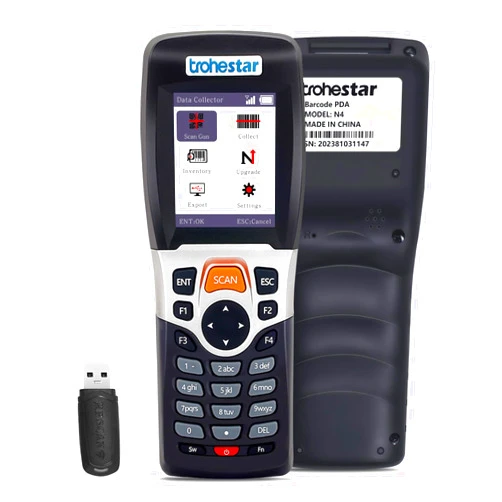 Trohestar Wireless Barcode Scanner - Handheld Inventory Scanner Data Collector with 2.4GHz RF Transceiver for Warehouse & Bookstore Management New N4 Interface Grey