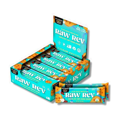 Raw Rev Glo Protein Bar, Chocolate Chip Cookie Dough, 1.6 Ounce (Pack of 12)