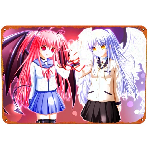 IEITB Yui Angel Beats! Kanade Tachibana Metal Tin Sign Vintage Wall Art Decoration Living Room Bathroom Kitchen Movie Poster Decor 8 * 12 Inches