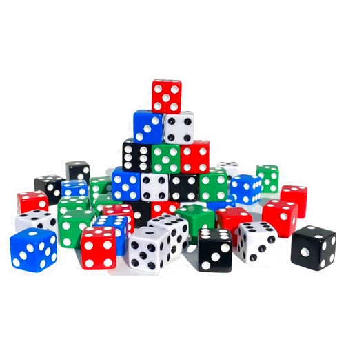 MR CHIPS D6 Standard 16 mm Opaque Dice with Pip Dots - 100 Pack - 5 Color Mix