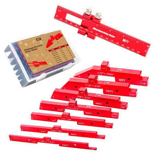 MHY 8PCS Heavy Precision Router Table Setup Blocks，Woodworking Height Depth Angle Gauge for Machine Tools and Table Saws