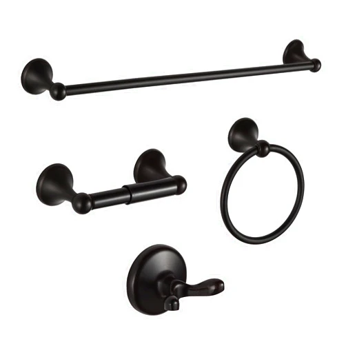 BGL Bathroom Hardware Set, Oil-Rubbed Bronze Adjustable Expandable Towel Bar 4-Piece ORB Bathroom Accessory Set Wall Mounted Robe Hook Toilet Paper Holder Towel Ring Towel Bar