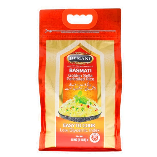 HEMANI Basmati Golden Sella Parboiled Rice 11LB - Great Value Savings - 1 LB FREE - Easy to Cook - Low Glycemic Index (1 Pack: 11 Pounds)