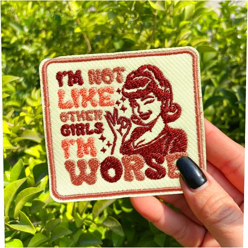 CALATALLY I'm Not Like Other Girls I'm Worse Patch 3 Inches Funny Raccoon Sarcastic Hilarious Iron On/Sew On Embroidery Fabric Applique Patches for Trucker Hats Clothes Backpack DIY Accessories Friends Mom Gift