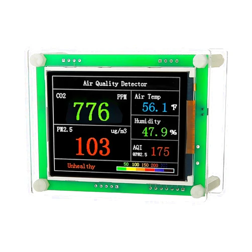 HOTKREM Indoor 5-in-1 Air Quality Monitor,CO2 Carbon Dioxide Detector,CO2 Monitor, pm2.5 pm10 pm1.0 Detector, Meter,Temperature and Humidity,for Grow Tents,Homes,Cars,Farm etc