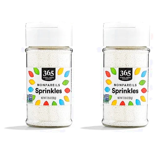 365 by Whole Foods Market, White Nonpareils Sprinkles, 3.15 Ounce (Pack of 2)