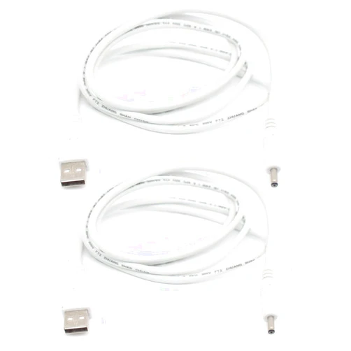 ELNONE 2PCS USB to 5V DC Power Cable White,4FT/1.2M USB to 3.5 x 1.35mm Plug Barrel Jack 5V DC Power Supply Cord Cable,20AWG USB DC 5V Charging Cable Adapter for Fans,Cartoon Watches,Speakers