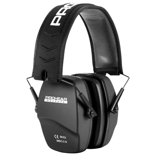 PROHEAR 016 Ear Protection Safety Earmuffs for Shooting, NRR 26dB Noise Reduction Slim Passive Hearing Protector with Low-Profile Earcups, Compact Foldable Ear Defenders for Gun Range, Hunting (Black)