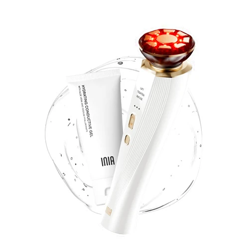 INIA Microcurrent Facial Device, 3-in-1 Facial Massager Red Light Therapy Beauty Device for Face and Neck Skin Rejuvenation Lifting, Tightening, Infusing, Effective Wrinkle and Puffiness Reduction