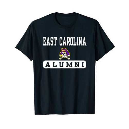 Elite Authentics East Carolina Pirates Unisex-Adults Black Short Sleeve Crew Neck Classic Fit T-Shirt